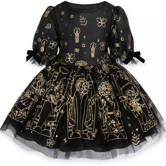Disney Parks Princess Encanto Tulle Fancy Dress Girls Size 9 10 Black Gold - Picture 5 of 7